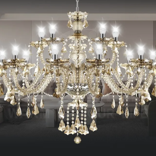 Mrs. Jones Crystal Chandelier - 15 Arm Kristallen Kroonluchter - Cognac - Hanglamp - Woonkamerlamp - Moderne lamp - Plafonniere