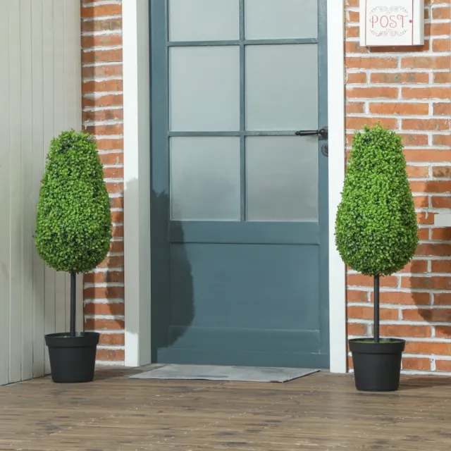 HAUSS SPOLE Kunstplant Set Van 2 90 Cm Tranenvorm Buxus Van Kunststof Groen Voor Binnen En Buiten Met Zware Pot En 306 Bladeren