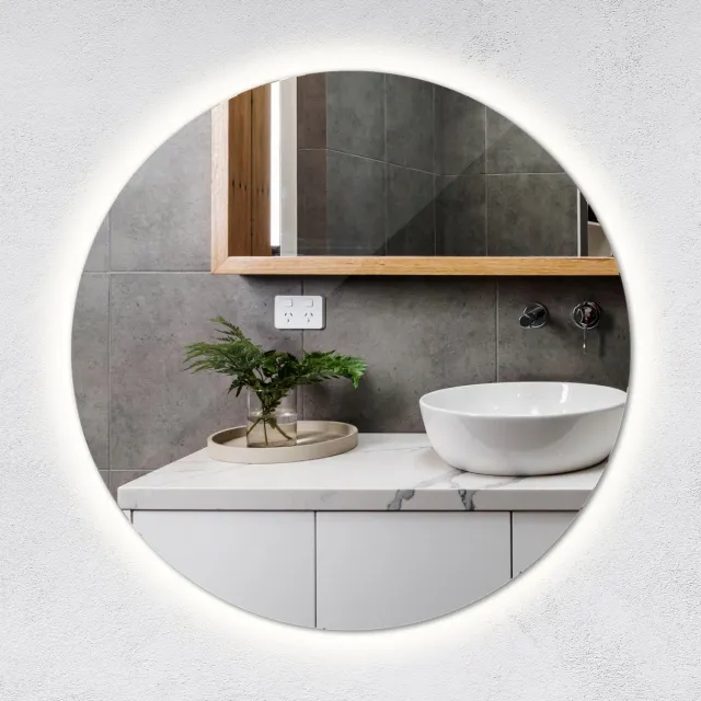 TULUP LED Spiegel - Spiegel LED Rond - 70 cm x 70 cm - Ronde Spiegel LED - LED-spiegel voor Badkamer - Koel Wit 6500K - Spiegel Led Verlichting - LED wandspiegel Minimalistisch