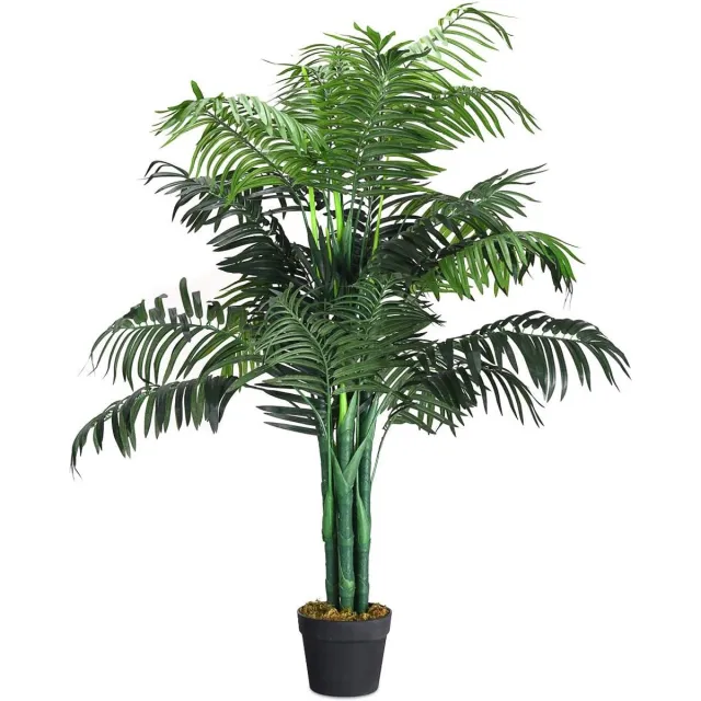 Costway Kamerpalm, palm, kunstplant, kunstboom, kamerplant, decoratieve plant, kunstplant, 110 cm hoog groente