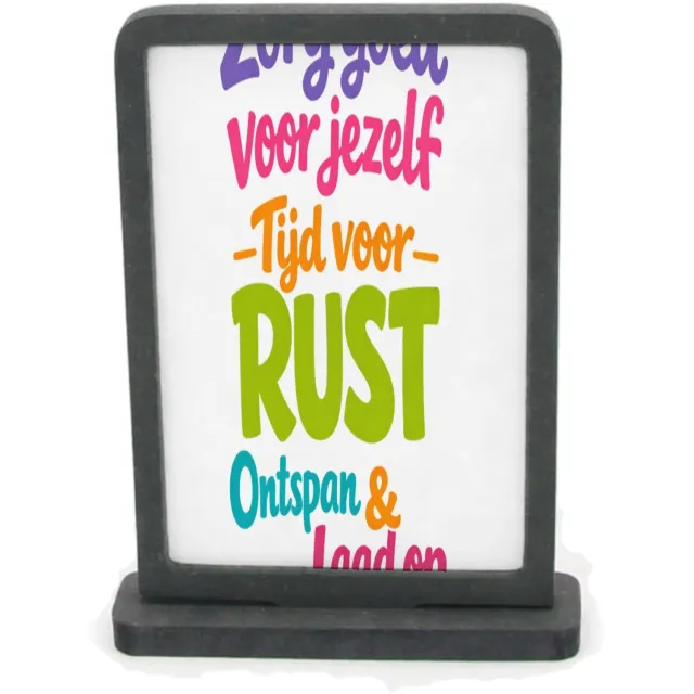 Mr Cadeautjes Houten fotolijst rechthoek met MDF inleg - design Een opbeurende typografische compositie voor een dagelijkse | cadeau Wit