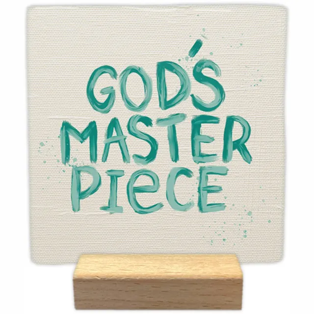 Artige Decoratie tegel - God's master piece - keramisch - 10x10 cm - inclusief houder Creme