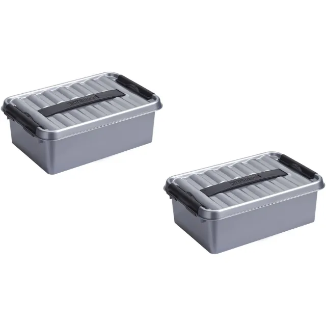 Sunware 3x stuks sunware q-line opberg box/opbergdoos - 4 liter - 30 x 20 x 10 cm - kunststof - opslagbox - grijs