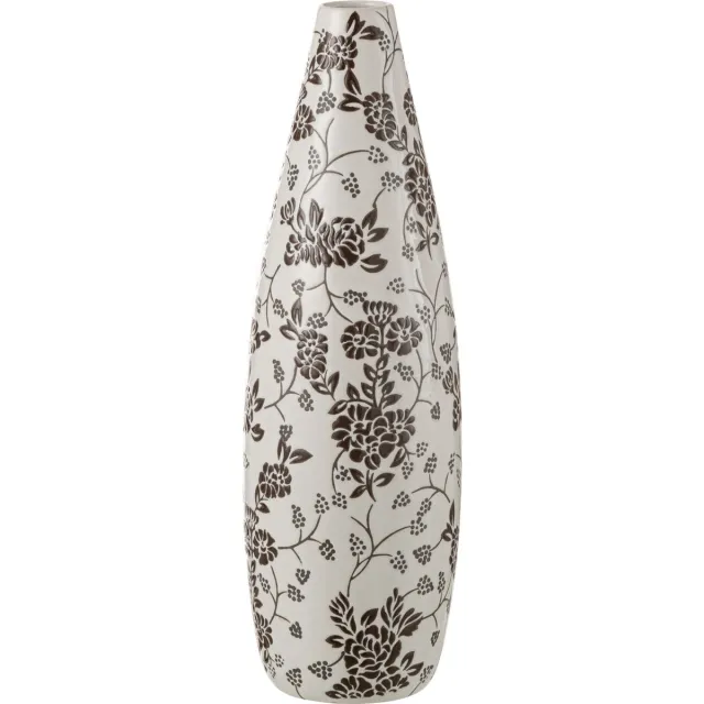 J-Line vaas Zen - porselein - wit/zwart - 53 cm hoog Multi