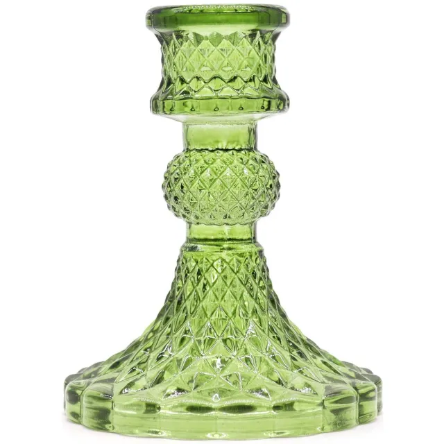 Ancient Wisdom 3 x Vintage Dinner Candle Holder - Garden Jade multicolor