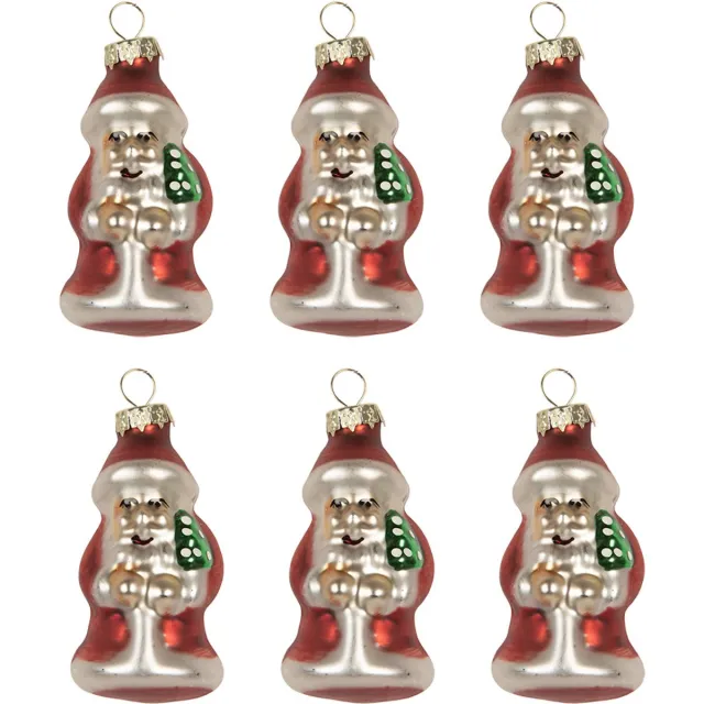 Clayre & Eef Kersthanger Set van 6 Kerstman Ø 3x35 cm Rood Glas