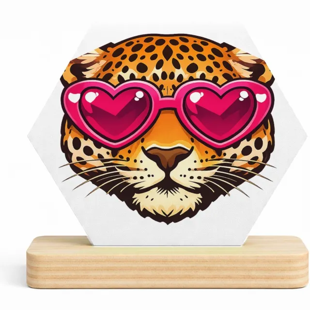 Mr Cadeautjes MDF fotolijst/inleg hexagon 14 x 13 - design Een opvallend dierenportret met een onverwachte mode-accesso | cadeau Wit