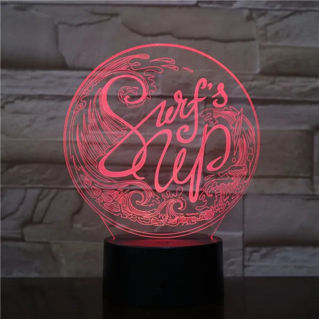 MC Living 3D Led Lamp Met Gravering - RGB 7 Kleuren - Surfs Up
