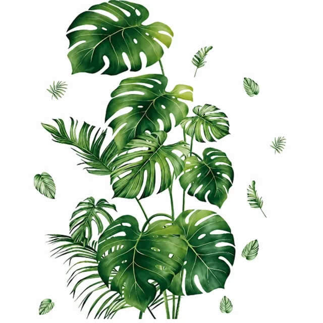 PolkaHome Muursticker Monstera Bladeren – Zelfklevende Botanische Wanddecoratie – PVC – 60 x 40 cm – Groene Planten Sticker voor Woonkamer, Slaapkamer, Hal en Toilet