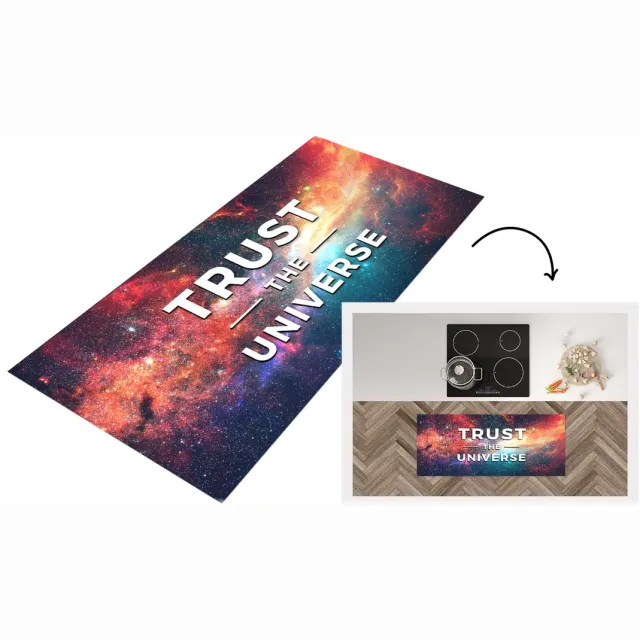 KitchenYeah Keukenloper - Loper keuken - Quote - Ruimte - Oranje - Keukenloper vinyl Multicolor