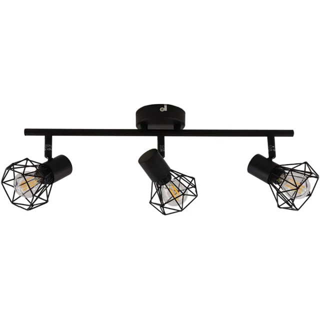 Olucia JAYLANO - Plafondlamp - Zwart - 3L - Vorm: Rond