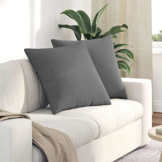 vidaXL Sofa Kussens 2 st Microvezel Stof Donkergrijs 60 x 60 cm