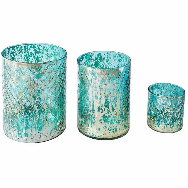 Loberon Windlichtje set van 3 Firalen turquoise