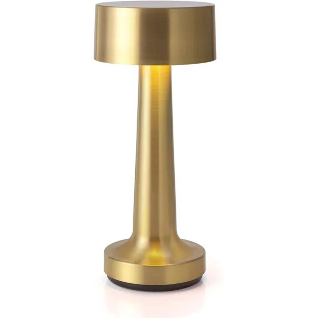 Excitat LED-tafellamp - Metalen tafellamp - Bedlamp - Draagbaar - 3 helderheidsniveaus - Touchbediening - Oplaadbaar - Voor nachtkastje, slaapkamer, woonkamer - Goud