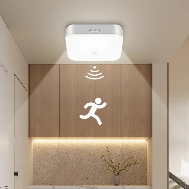 longziming Oplaadbare LED Plafondlamp met Bewegingssensor – 10.000mAh Batterij – Draadloze Binnenlamp voor Badkamer, Kelder, Trap, Garage en Balkon Wit