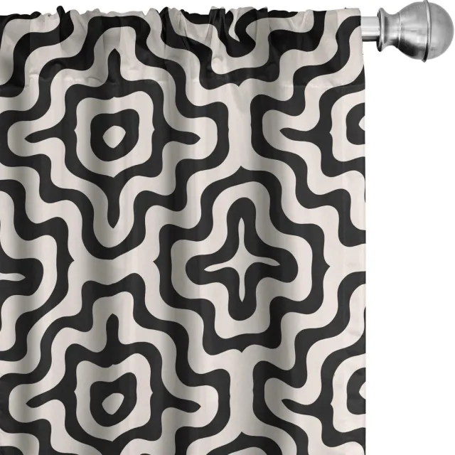 ABAKUHAUS Abstracte geometrie gordijnen – 2x75x175 cm – koksgrauwe champagne Anthrazit grau Champagner