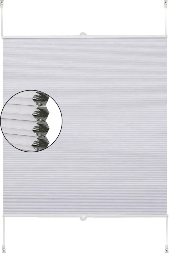 Happyment Luxe Honinggraat gordijn - Wit - Rolgordijn - Lichtdoorlatend - Isolerend - Zonder boren - Polyester - 70x130cm