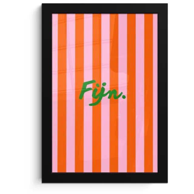 FrameYourWall Poster in lijst - Fotolijst 20x30 cm - Posters - Patroon - Oranje - Fijn - Strepen - Posterlijst zwart - Decoratie - Wanddecoratie woonkamer - Muurdecoratie slaapkamer