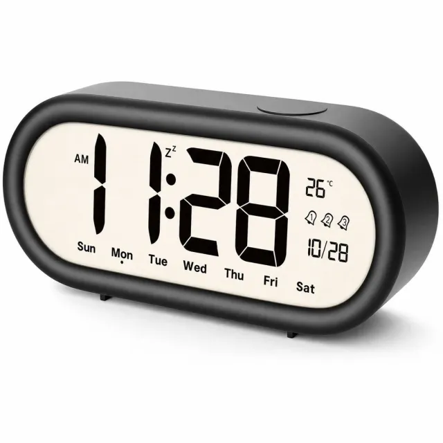 VHV LED Digitale Wekker met Groot Scherm – Elektronische Klok met Temperatuurweergave – 3 Alarmen – Duidelijke Cijfers – Compact Design Black