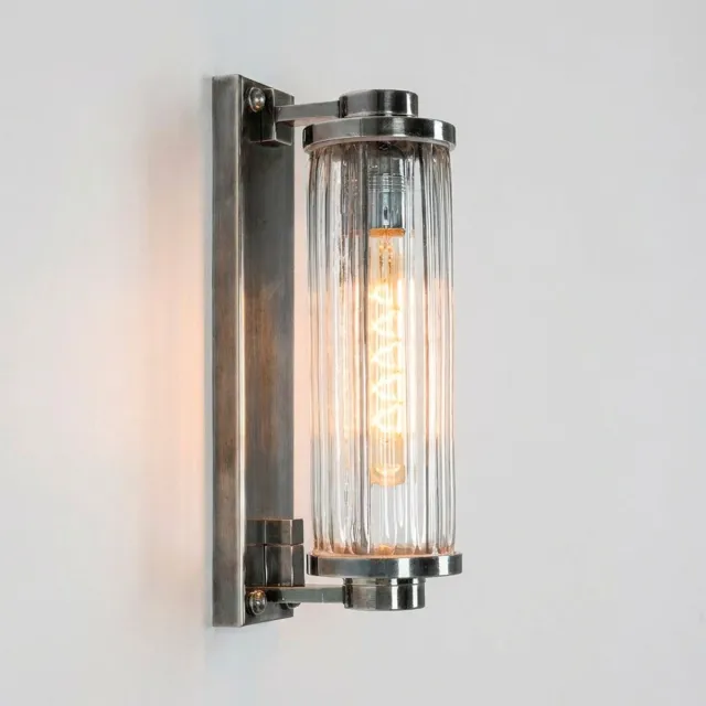 KS Verlichting wandlamp - Porter - zilver - industrieel - messing - glas - outdoor