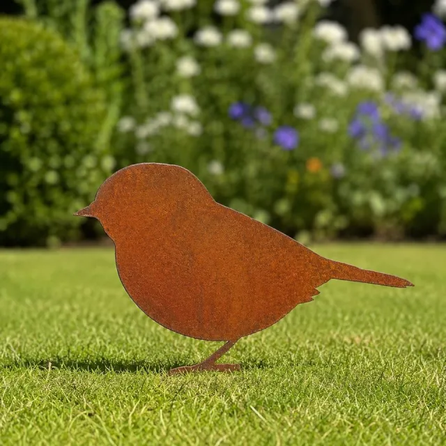 Mocarra Tuinprikker merel - cortenstaal | Decoratie voor in de tuin | Sfeervolle tuindecoratie | Roestig silhouet roestbruin