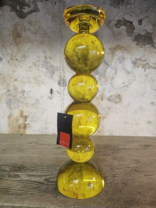 Colmore by Diga Colmore kaarshouder yellow kristalglas 12x12x38cm Geel