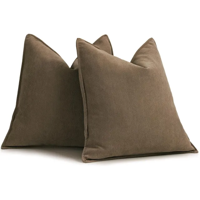 Famanu Set van 2 Chenille Kussenhoezen, Elegant Design, 40x40 cm, Zacht en Luxe Decoratief roze