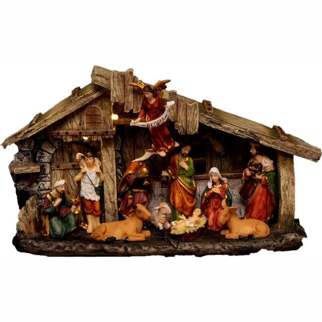 Feeric lights & Christmas Feeric Christmas Complete kerststal - L17,8 x B8,5 x H31,5 cm - Met verlichting en beelden Multi