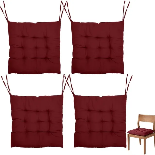 Imperatoris Zitkussen - Stoelkussen - Tuinstoelkussens - Eetkamer Kussen - Stoelkussens Eetkamer - Geschikt voor Binnen en Buitengebruik - Seat Cushion - 40 x 40 cm - Set van 4 - Rood - van Imperatoris