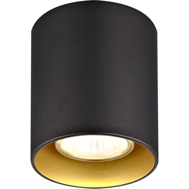 Fantasia Barbara plafondlamp, zwart/goud, rond, Ø80 x H95 mm, 1x GU10 (excl. lichtbron, max. 50W), IP20