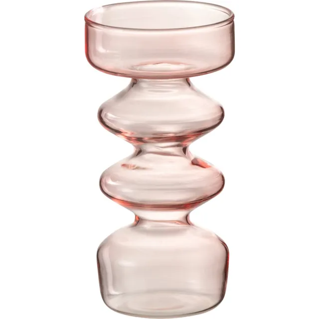 J-Line vaas Luna - glas - roze - small - 14 cm hoog