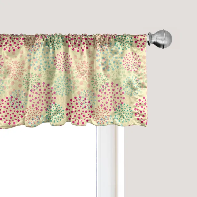 ABAKUHAUS Abstracte raamvalance, gordijnvalance voor keuken en slaapkamer met tunnelzoom, 137 cm x 45 cm, veelkleurig Roze crème