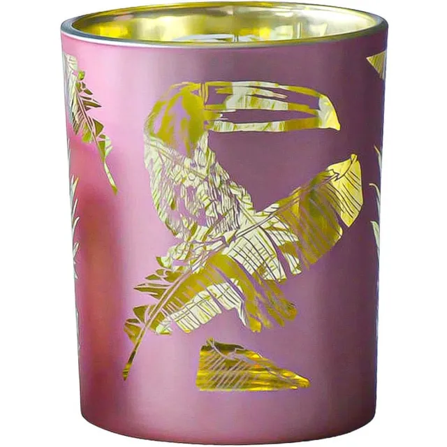 Mars & More Toekan - theelichthouder glas roze - large 12 cm hoog