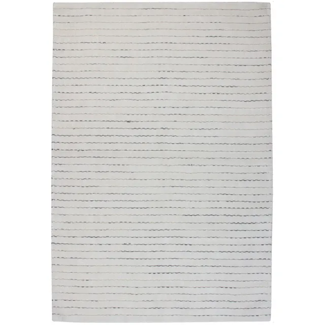 Padiro stijlvol laagpolig vloerkleed 200 x 290 cm - lichtbeige - modern streeppatroon - voor vloerverwarming - van viscose, wol en katoen