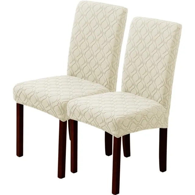 Ibenzoa Stretch Stoelhoes Set Beige - Geschikt voor Eetkamer en Schommelstoelen (2 Stuks)