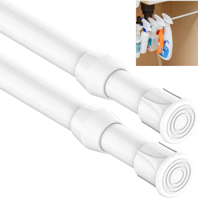 Excitat Gordijnroede Uitschuifbaar - Telescopische stang - gordijnroede - geen boren nodig - uitschuifbaar - voor deuren, ramen, keuken, badkamer, slaapkamer - 40-70 cm - 2 stuks Wit