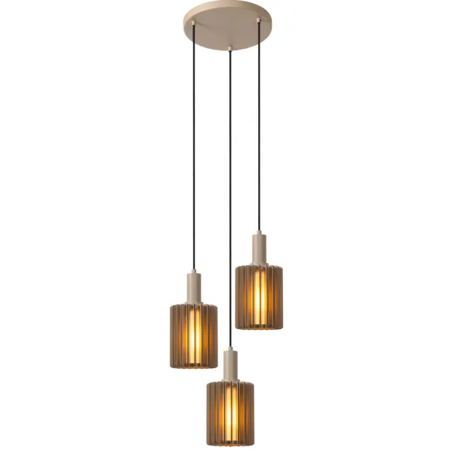 Lucide LAMBRES - Hanglamp - 3xE27 - Taupe