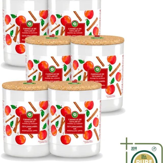 Air Wick 6 x Air Wick - Geurkaars - Kaneel & Boomgaard Appel - 35 Uur Brandduur - Wasstrips - Geurkaars - Kaneel - Boomgaard Appel - Warme Geur - Frisse Geur Rood