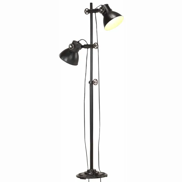 vidaXL Vloerlamp met 2 lampenkappen E27 gietijzer zwart