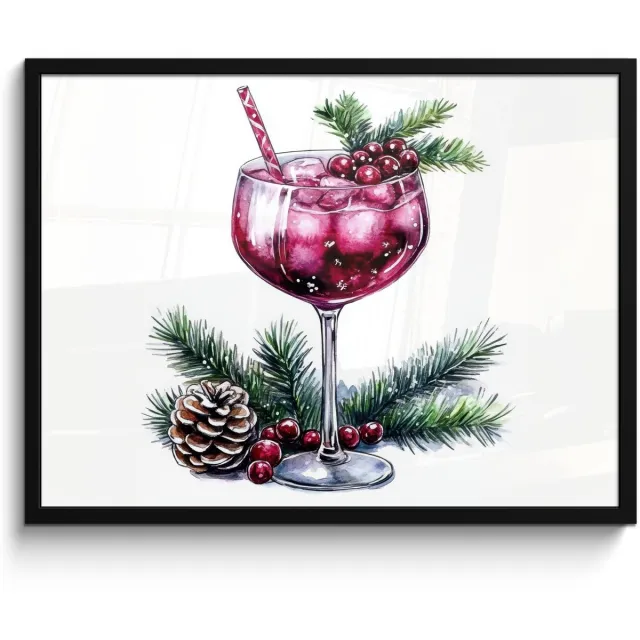 FrameYourWall Poster in lijst - Fotolijst 70x50 cm - Posters - Winter - Cocktail - Decoratie - Drank - Kerst - Posterlijst zwart - Decoratie - Wanddecoratie woonkamer - Muurdecoratie slaapkamer - Kerstversiering - Kerstdecoratie voor binnen - Kerstmis Cocktail - Winter