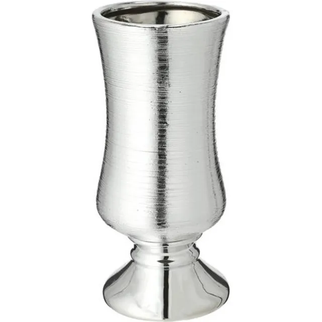Cepewa Bloemenvaas zilver van keramiek 10,6 x 24,2 cm - Stijlvolle bloemen of takken vaas voor binnen - Kelkvaas