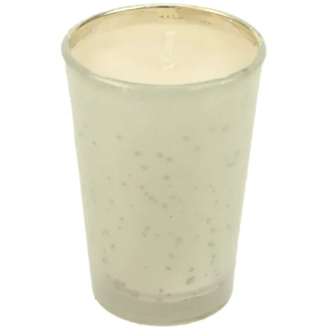 Meander Glas met kaars milky Ø6xH9cm Zie foto