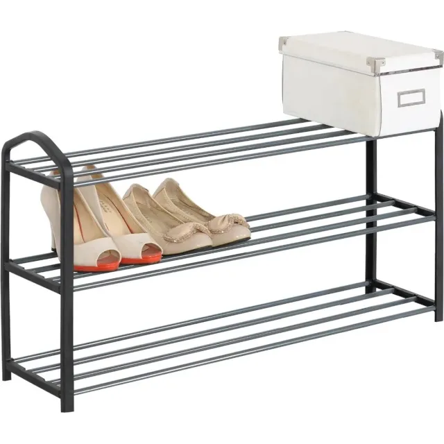 Whoopr® 3-Laags Schoenenrek voor 12 Paar - Schoenen Rek Metaal - Eenvoudig te Monteren, Ruimtebesparende Schoenenkast - Vrijstaande Schoenen Organizer voor Thuis zwart
