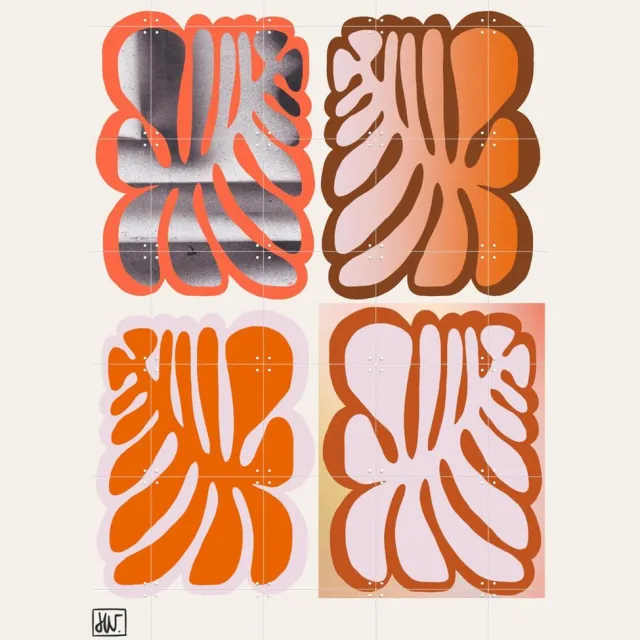 IXXI Petal Logic, Henriette Visscher - 100 x 140 cm - Grote wanddecoratie en posters - Abstract, Minimalisme, Decoratieve kunsten, Kleurrijk, Modern Warme kleuren / Oranje / Roze