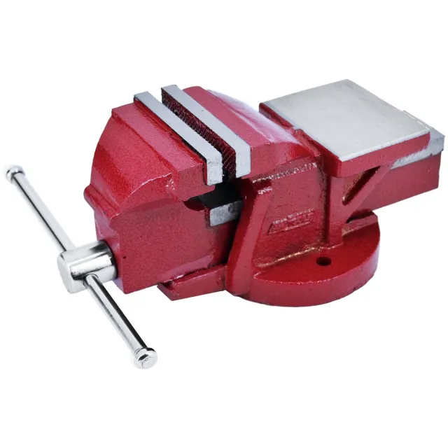 AWTOOLS AW24221 - Vaste Bankschroef - 4 inch/100 mm - Gehardte Bekken - Inclusief Aambeeld Grijs