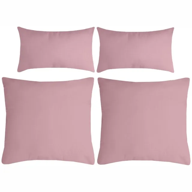 Stof Textile sierkussen Nelson - set 4x - roze - 2 formaten - bank kussens - polyester