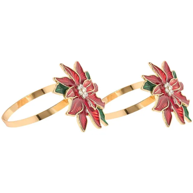 Atmosphera Créateur d'intérieur® Set van 2 servetringen met poinsettia-motief Multicolore