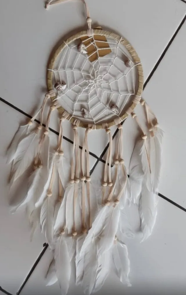 Zus & Zo Dromenvanger nepleer + kraal witveer schelpjes zonder kleintjes ±22cm