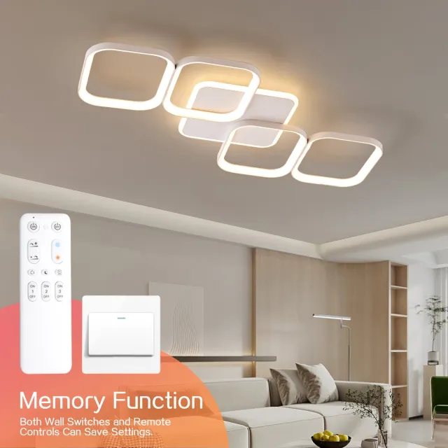 ANTENLICHT LED Plafondlamp - 4 LED Plafondlampen - LED Plafonniere - Dimbaar 3 staps - Met Afstandsbediening - 3000K-6500K - 5600LM - 50W - Wit