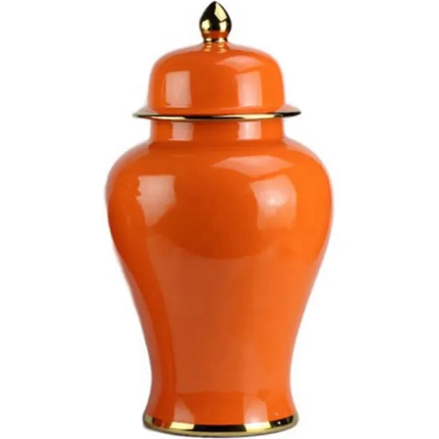Fine Asianliving Chinese Gemberpot Porselein Oranje Handgemaakt D25xH46cm